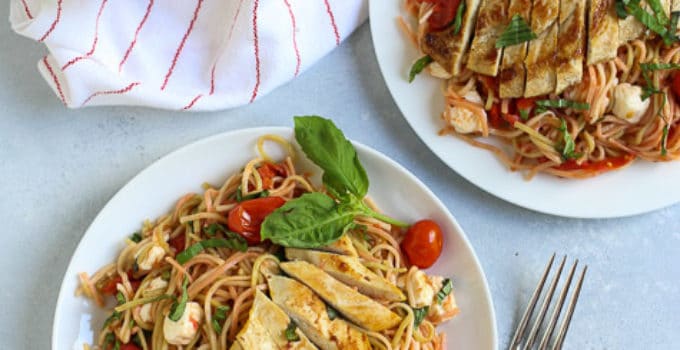 Margherita Pasta with Chicken | Take your favorite pizza and make a wonderful pasta dish! Simple, fresh, and delicious! Add chicken to take it up a notch...yum! | Pastashoppe.com