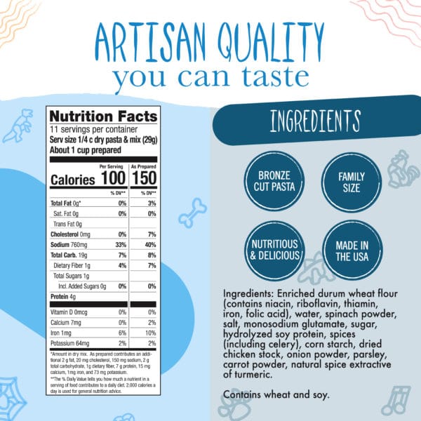Nutrition Facts and Ingredients for Dino Soup Pasta