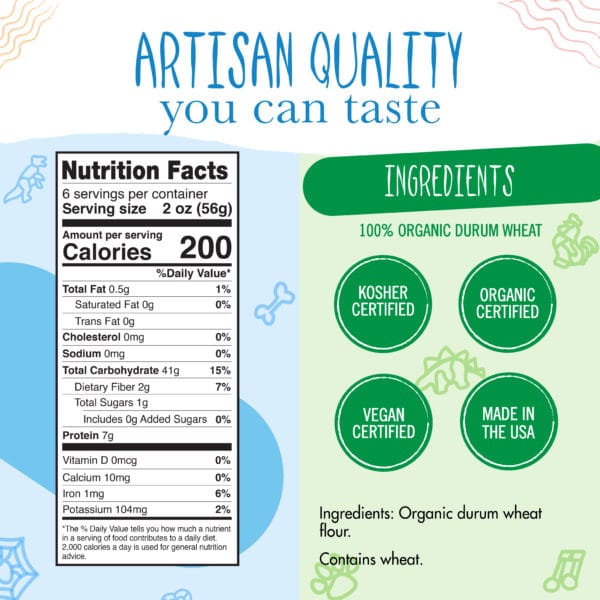 Nutrition Facts and Ingredients for Organic Sports Pasta
