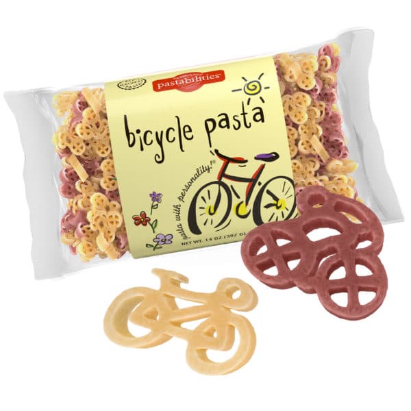 Bicycle Pasta Bag with pasta pieces