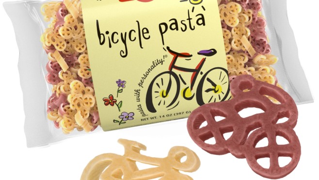 Bicycle Pasta Bag with pasta pieces