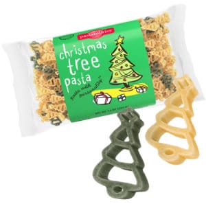Christmas Tree Pasta Bag with pasta pieces