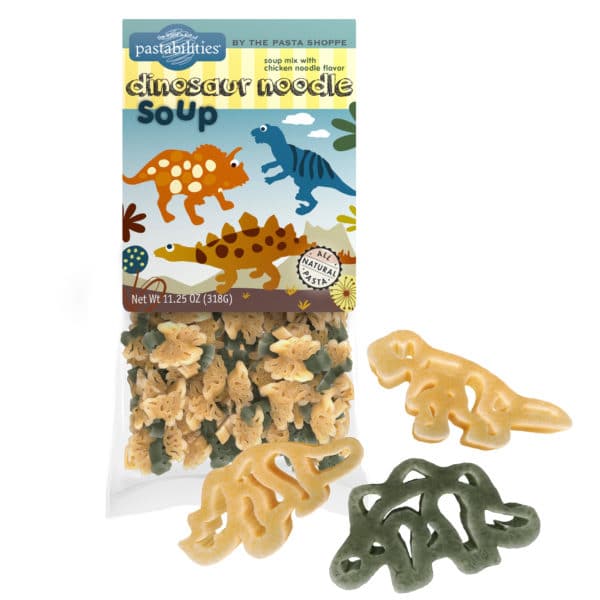 Dino Soup Pasta Bag with pasta pieces