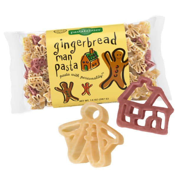 Gingerbread Man Pasta Bag with pasta pieces