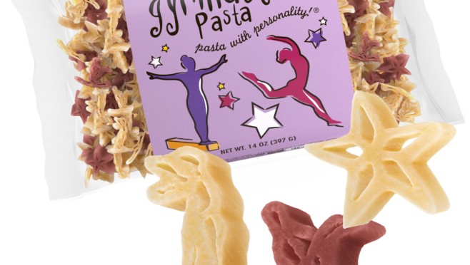 Gymnastics Pasta Bag with pasta pieces