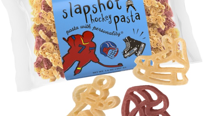 Slapshot Hockey Pasta Bag with pasta pieces