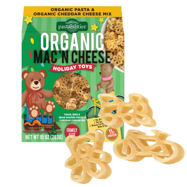 Holiday Toys Organic Mac and Cheese Box with pasta pieces