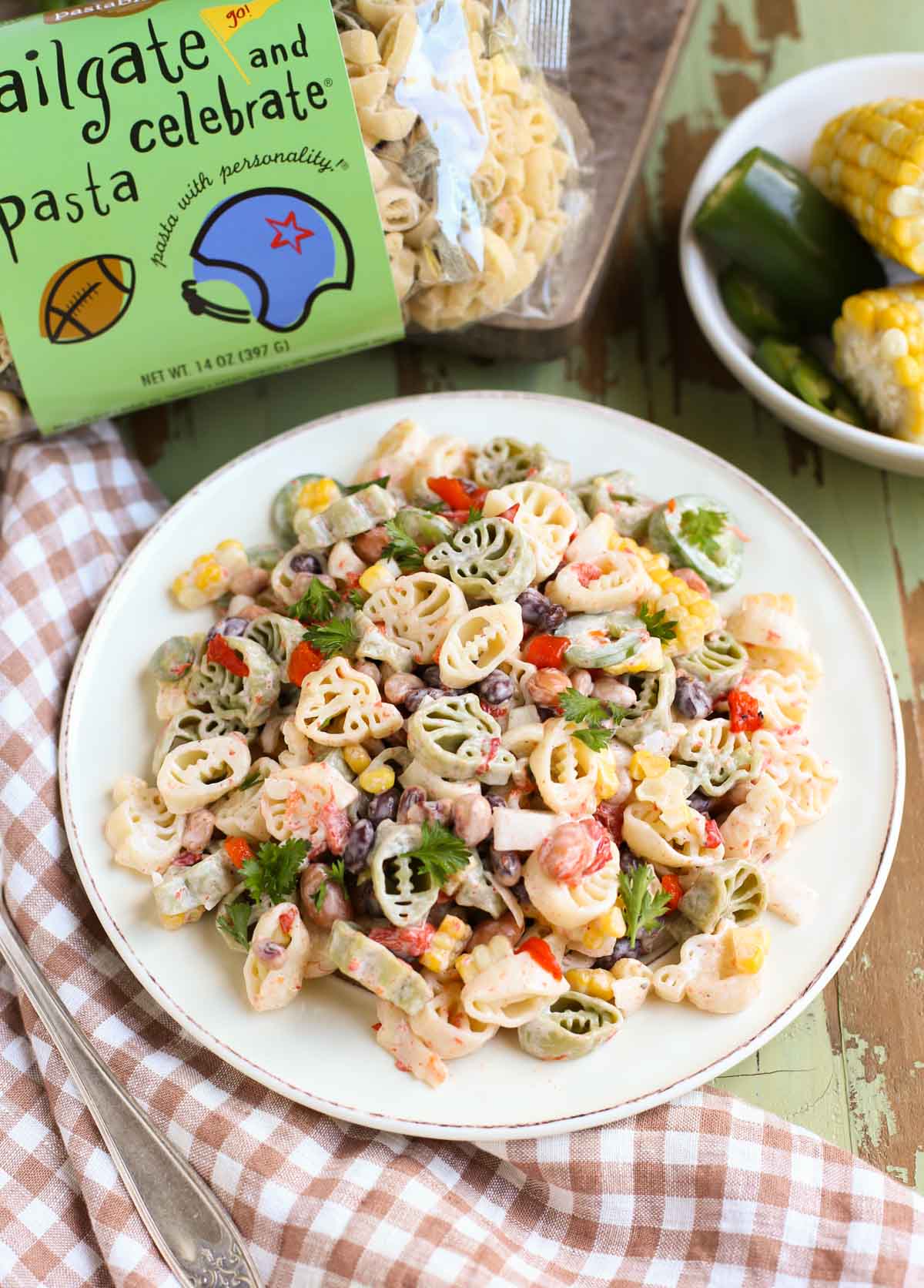 Hail Mary Tailgate Pasta Salad | Simple Pasta Salad using ingredients from your fridge and pantry! Delicious and easy for any tailgate party! Yum! | WorldofPastabilities.com