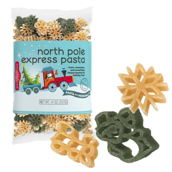North Pole Express Pasta Bag with pasta pieces