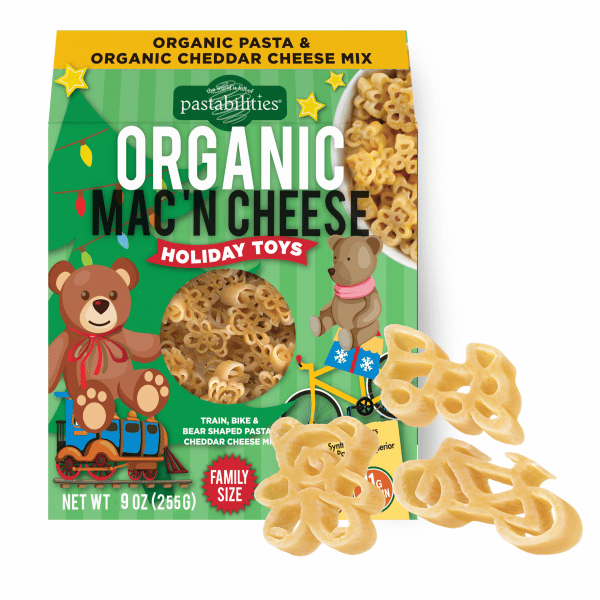 organic holiday toys mac and cheese