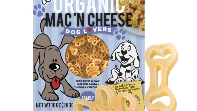 Organic Dog Lovers Mac and Cheese Pasta Box with pasta pieces