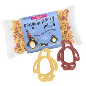 Penguin Party Pasta Bag with pasta pieces