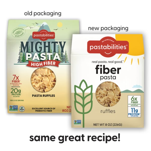 Fiber Pasta Old and New Packaging