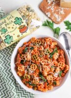 Pasta with Spicy Sausage and Tomato Cream Sauce with Pasta Bag