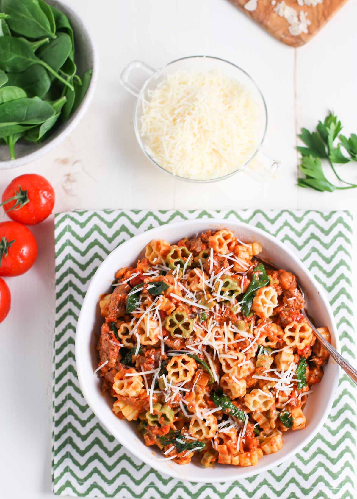 good luck pasta with spicy sausage and tomato cream sauce