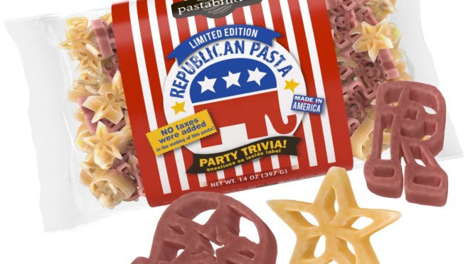 Republican Pasta Bag with pasta pieces