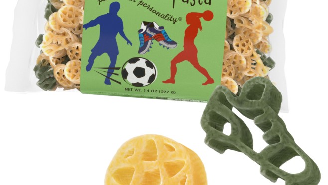 Soccer Pasta Bag with pasta pieces