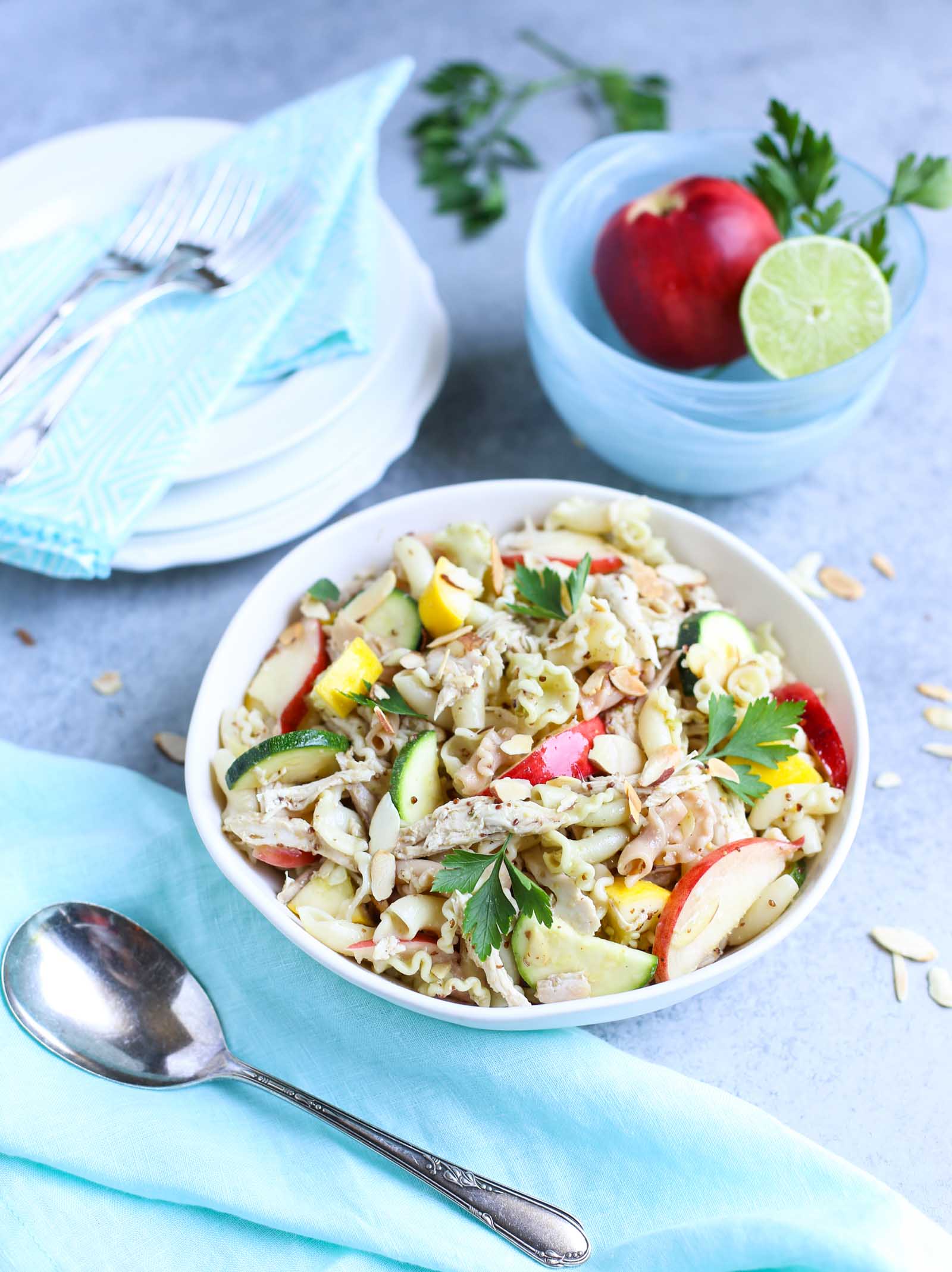 Summertime Chicken Pasta Salad With Nectarines Squash