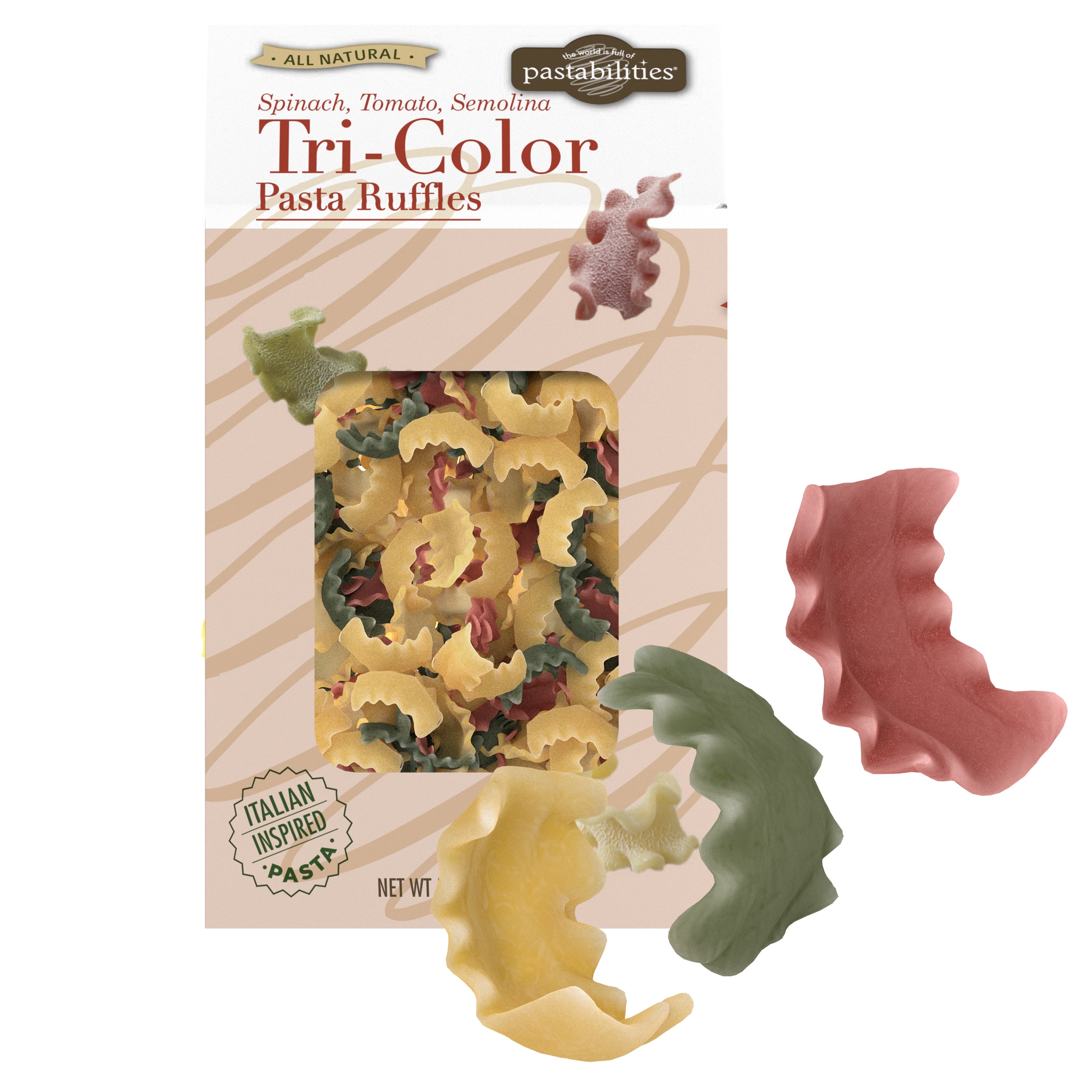 Tri-Color Pasta Ruffles, Mafaldine Pasta
