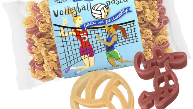 Volleyball Pasta Bag with pasta pieces