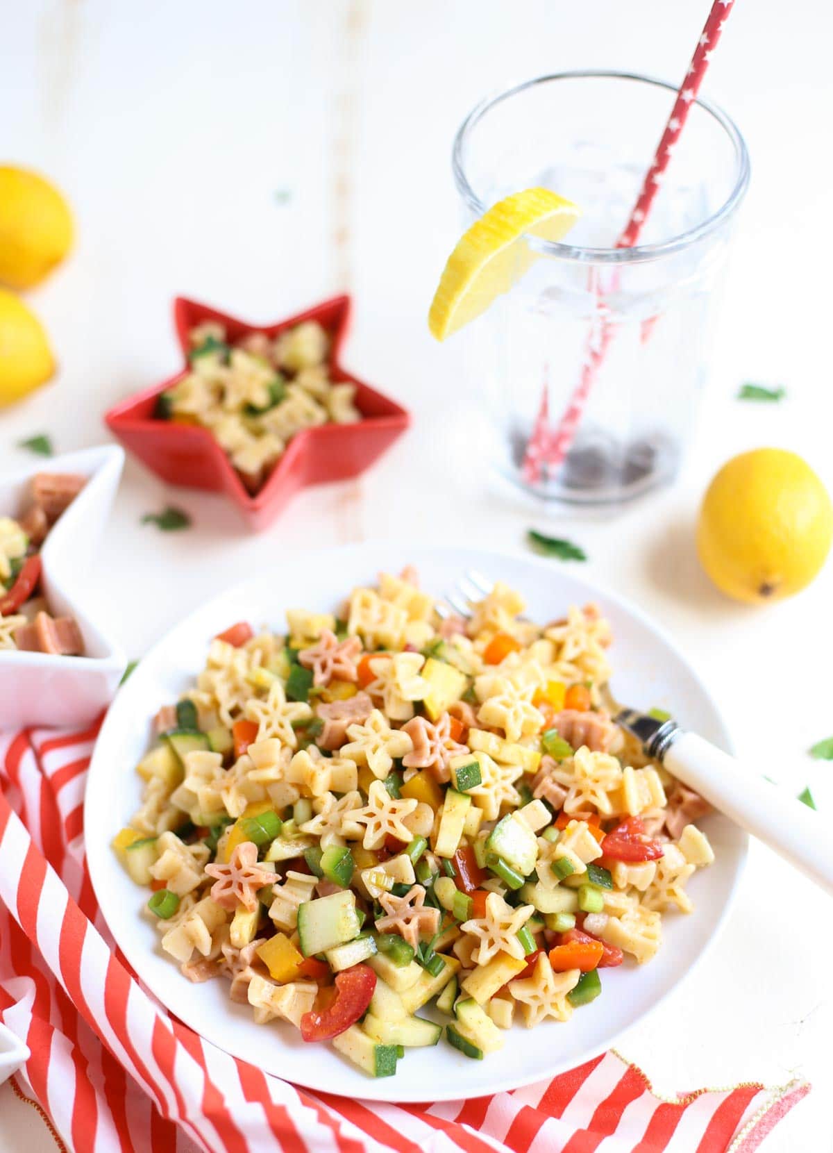 Fresh And Light Veggie Pasta Salad With Spicy Lemon Dressing