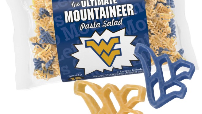 West Virginia Mountaineer Pasta Bag with pasta pieces