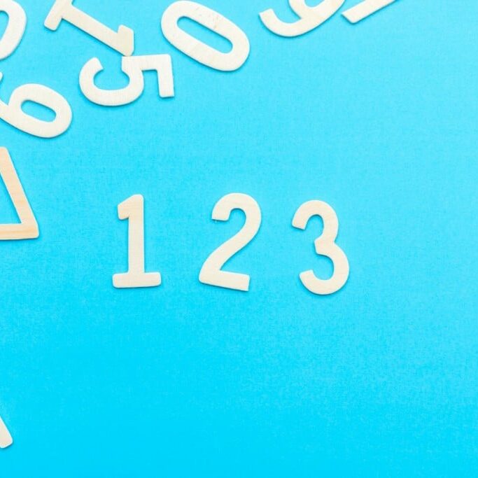 white numbers on blue background 123