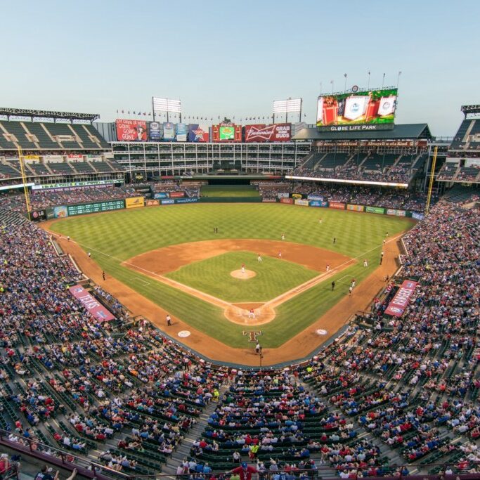 baseball field with packed stadium