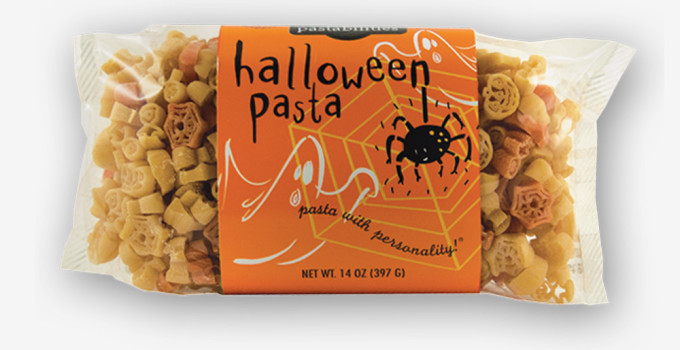Serve Halloween Pasta to your little goblins before trick or treating on Halloween night! A delicious recipe for Pepperoni Pizza Pasta is on the label.