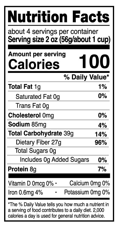 Lowe Cal nutrition facts panel