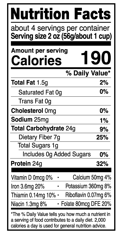 protein pasta nutrition facts panel