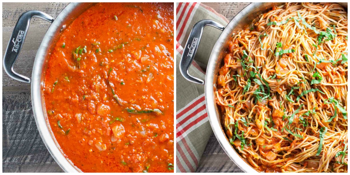 Classic Marinara Sauce | WorldofPastabilities.com | A versatile and delicious red sauce that will become your favorite go-to recipe! Italian tomatoes, olive oil, onions, and herbs - simple and fabulous flavors!